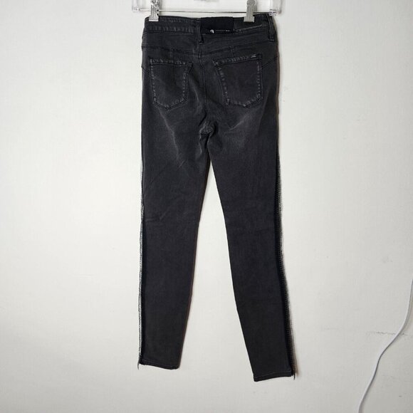 NWOT Armani Exchange J69 Super Skinny Lift Up Dark Gray Beaded Fringe Jeans 26 - Picture 4 of 12